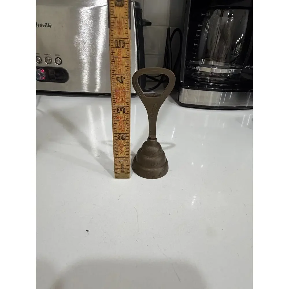 Vintage Brass Bottle Opener Bell Hand Carved Brass